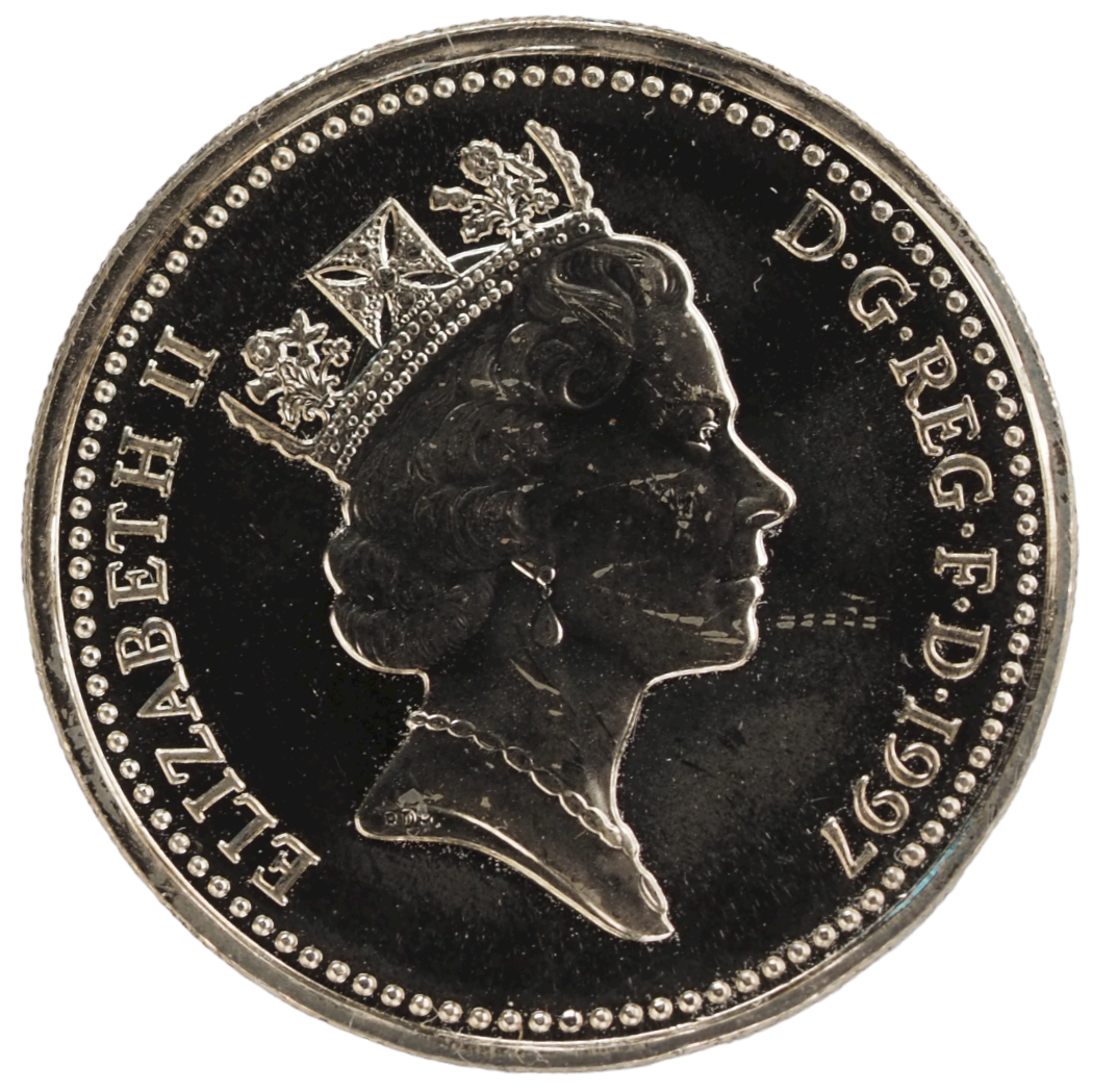 United  Kingdom One Pound,  Elizabeth II D.G.REG.F.D. 1997, English Lions, Coin