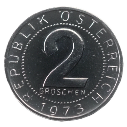 Austria, Osterreich 2 Groschen 1973  Proof  Coin,  UNC   KM# 2876