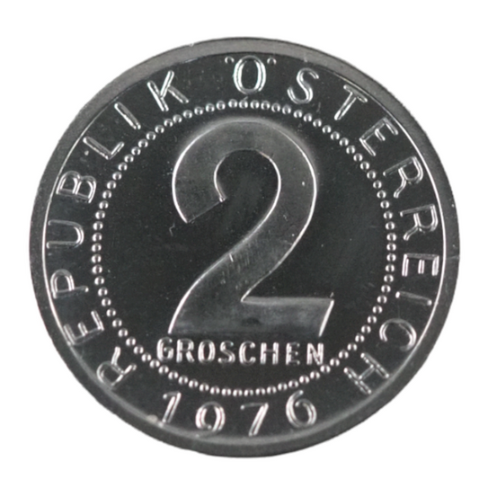 Austria, Osterreich 2 Groschen 1976 Proof Coin