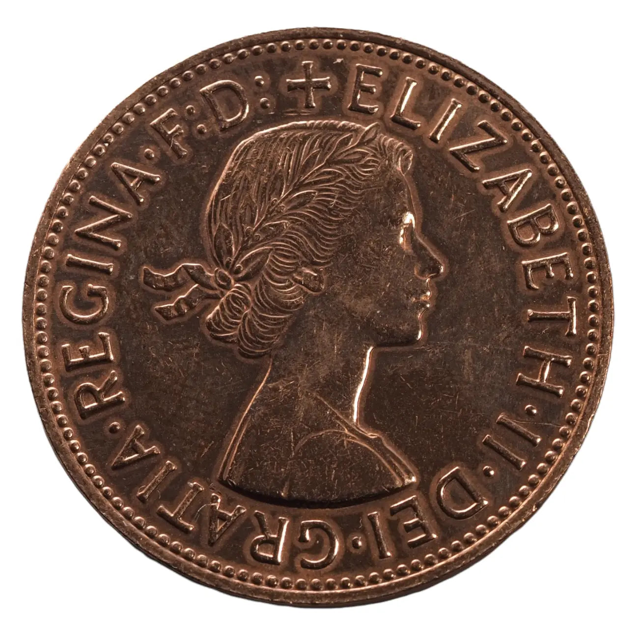 1964 United Kingdom British Elizabeth II Coin- One penny