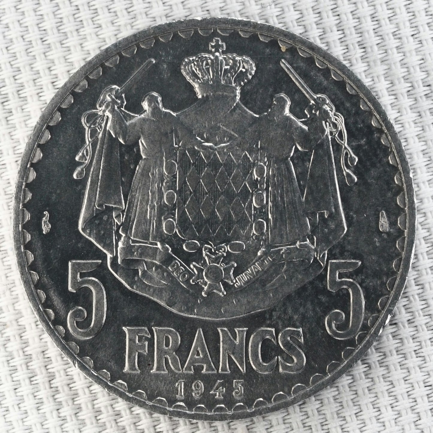 5 Francs - Louis II   Monaco,  1945 Coin   KM# 122