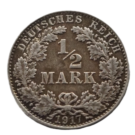 Germany, Kaiserreich 1/2 Mark 1917A  Silver  Coin