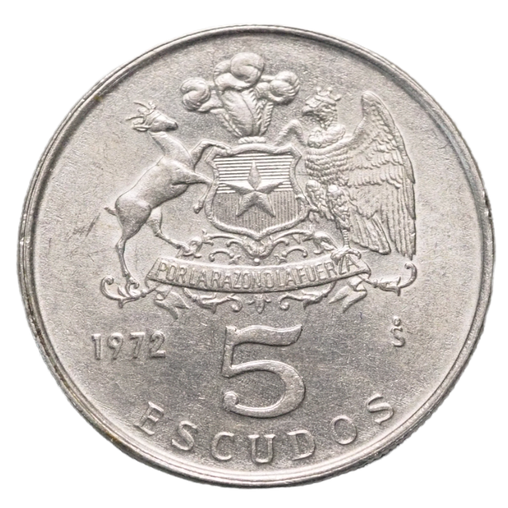 Chile,  5 Escudos 1972 Coin   KM# 199