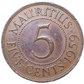 Mauritius, 5 five cents  1959 Coin   KM# 34