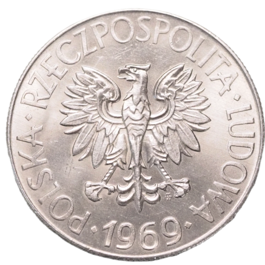 Coin, Poland 10 zl  T. Kosciuscko 1969 ( about uncirculated trace lustre)