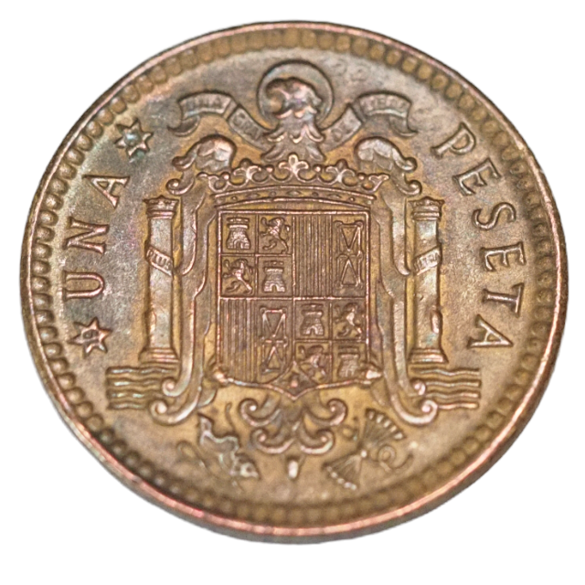 Coin, Spain, 1 Peseta 1966, Toned , KM# 796