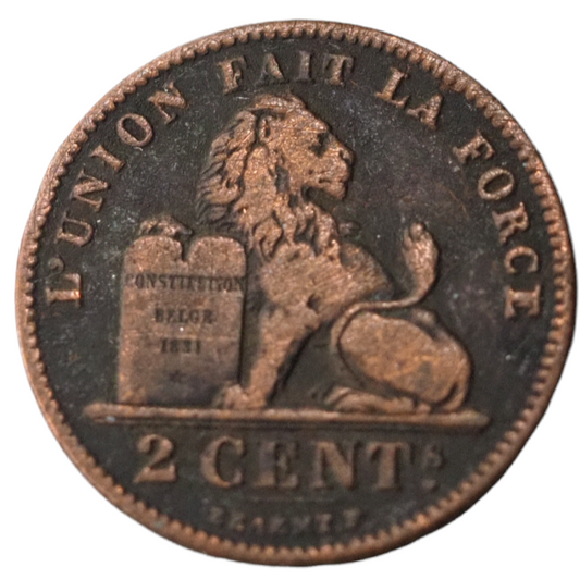 2 Cents, Belgium 1905 Coin , Year Leopold