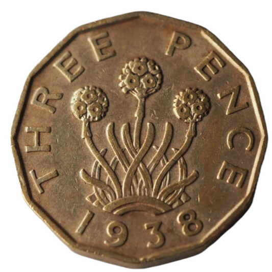 1938, George VI, Threepence  Coin