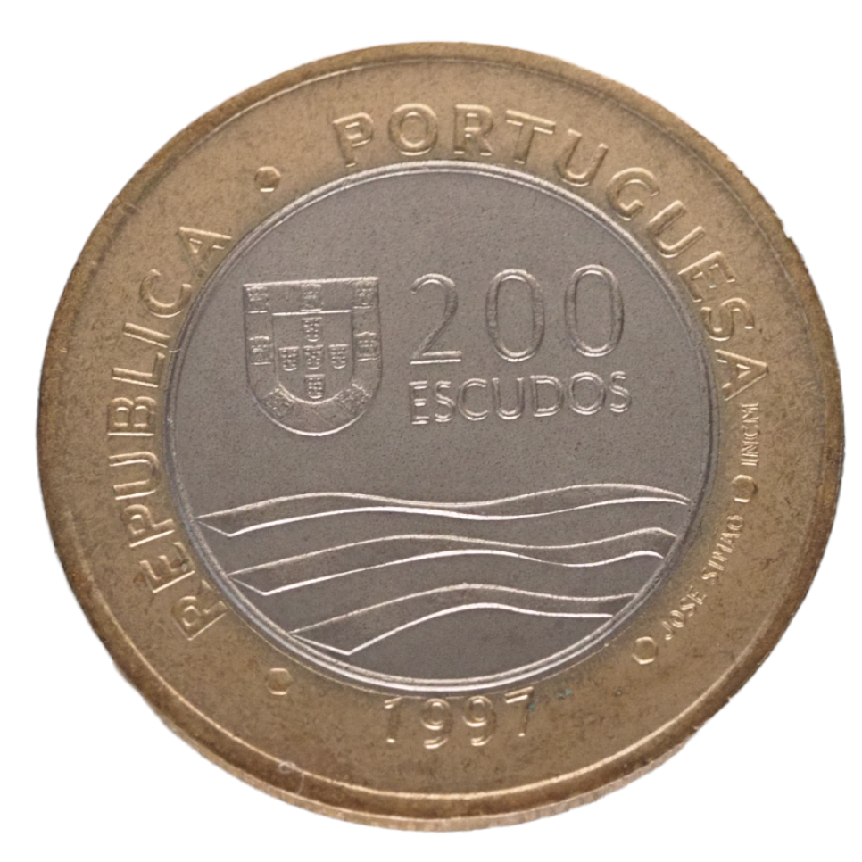 Portugal, 1997  200$00  200 Escudos, Dolphins Coin   KM# 694  UNC