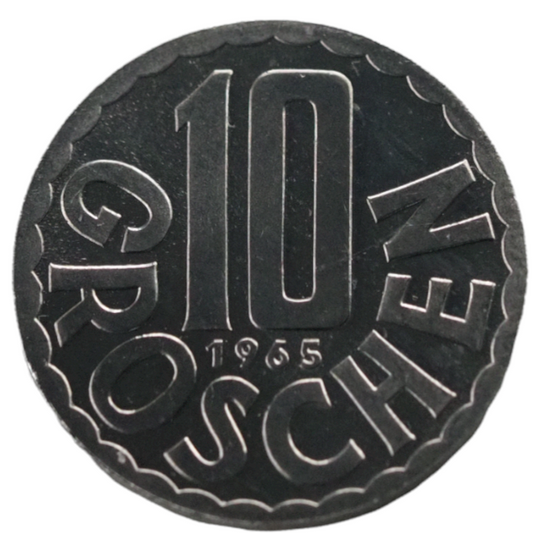 10 Groschen, Austria 1965 UNC Coin