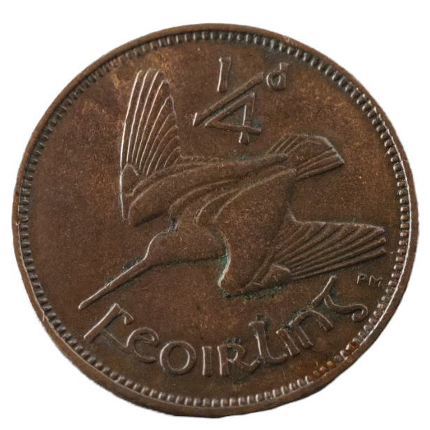 Ireland, 1933 Irish Farting  " 1/4d, Feoirling" Coin