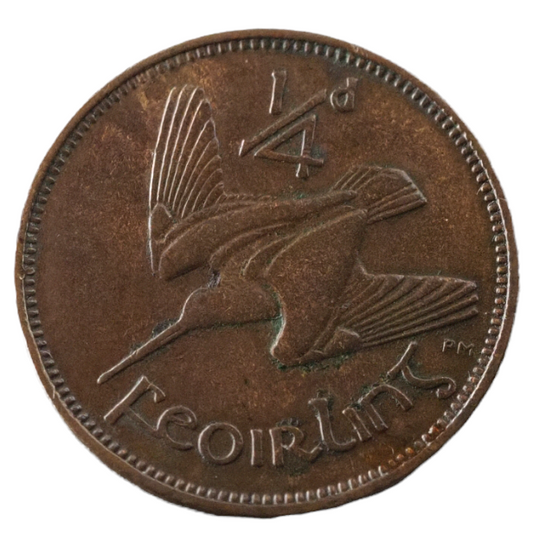 Ireland, 1933 Irish Farting  " 1/4d, Feoirling" Coin