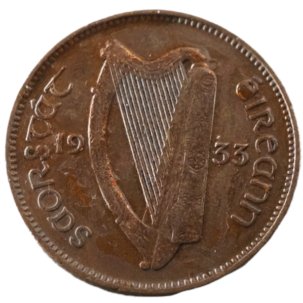 Ireland, 1933 Irish Farting  " 1/4d, Feoirling" Coin