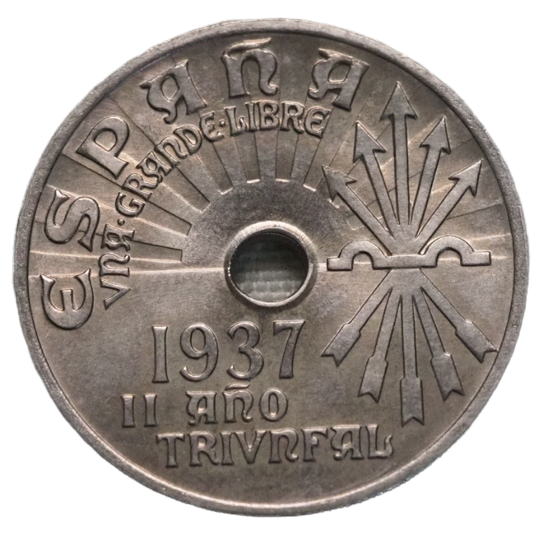 Spain, 25 Centimos-2nd  1937,  Triumphant Year Coin   KM# 753  UNC