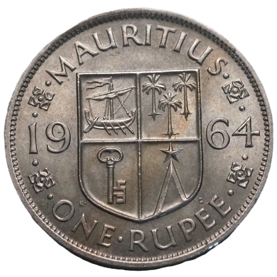Mauritius, One Rupee 1964 Coin,  KM# 35 UNC