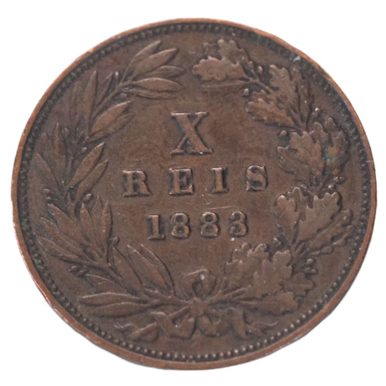 Portugal, Luiz I 1883 10 X Reis Coin   KM# 526