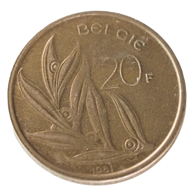 1981 Belgium 20 Francs Coin, 8.56g Nickel Brass