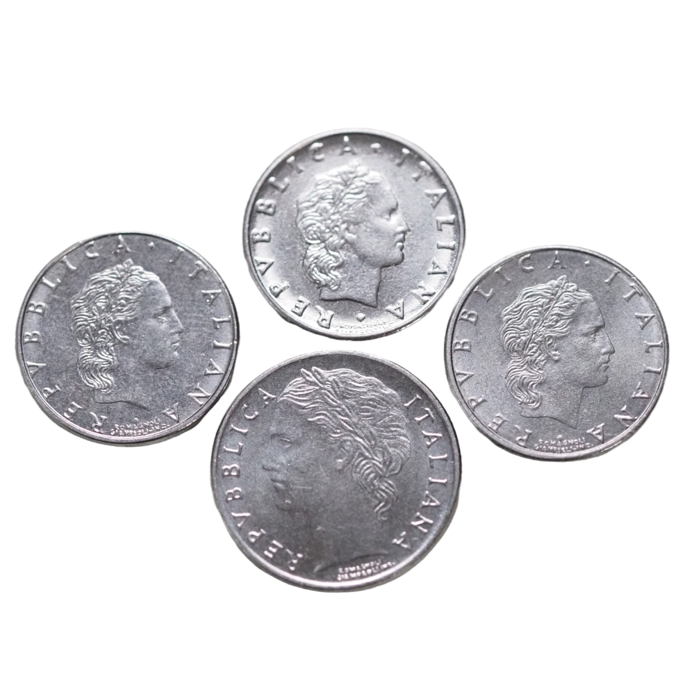 1993, 1994, 1995 * 50 Lire Vulkan Little Size;   1992*100 Lire small type  Coins