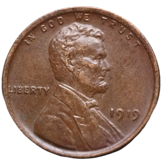 1919 Lincoln Wheat One Cent Error Coin, USA