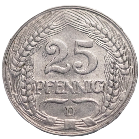 Germany,  25 Pfennig 1909 D  Coin    KM# 18