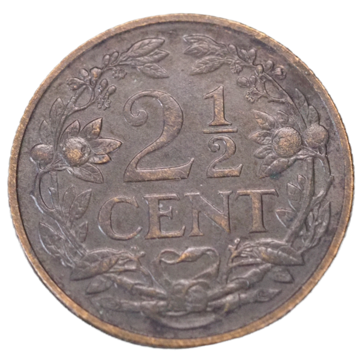 Coin- Netherlands- Vilhelmina I - 2 1/2 Cents  1918  Coin    KM# 150