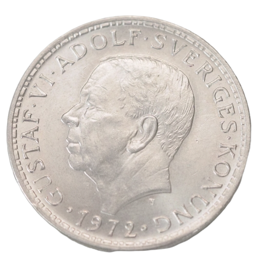 Sweden,  5 Kronor  Gustaf VI Adolf  1972 Coin     KM# 846  UNC