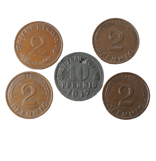 Germany Deutsches, Coins  Set: 1917-10; 1939A-2; 1961F-2; 1965F-2; 1966J-2; Pfennig