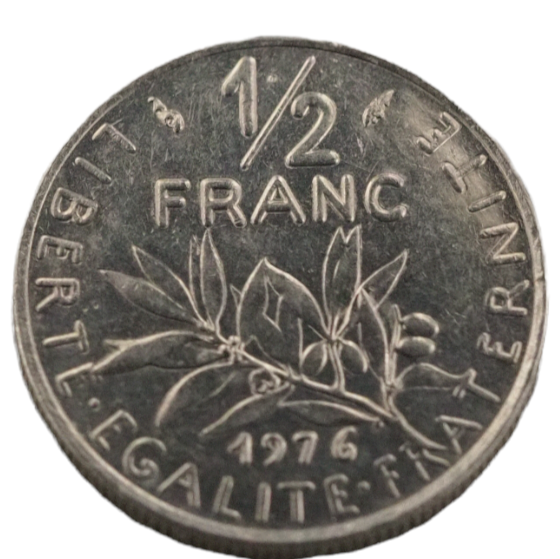 1/2 Half Franc Coin,  France 1976