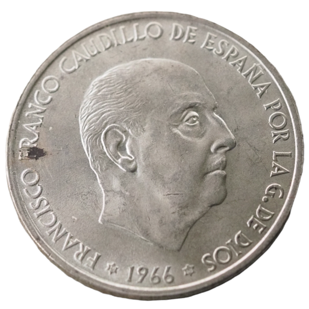 Spain, 100 Pesetas 1966/68,  UNA **GRANDE**LIBRE**  Silver  Coin  KM# 797