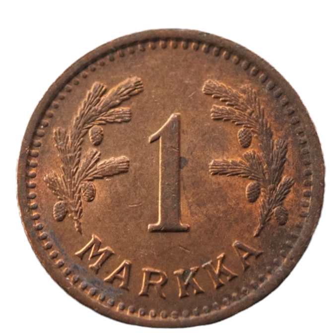 1942 Finland 1 Markka Coin KM#30a - Obverse