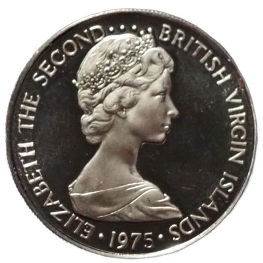 1975 FM  British Virgin Islands 25 Cents,   Proof  Coin   KM# 4