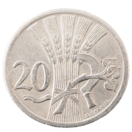 Czechoslovakia  20 Haleru  1926 Coin   KM# 1