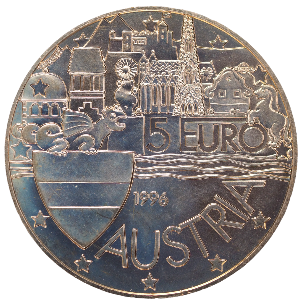 Austria,  1000 JAHRE OSTARRICHI/ ANNO 996, 5 EURO / 1996 MEDAL  X# 38