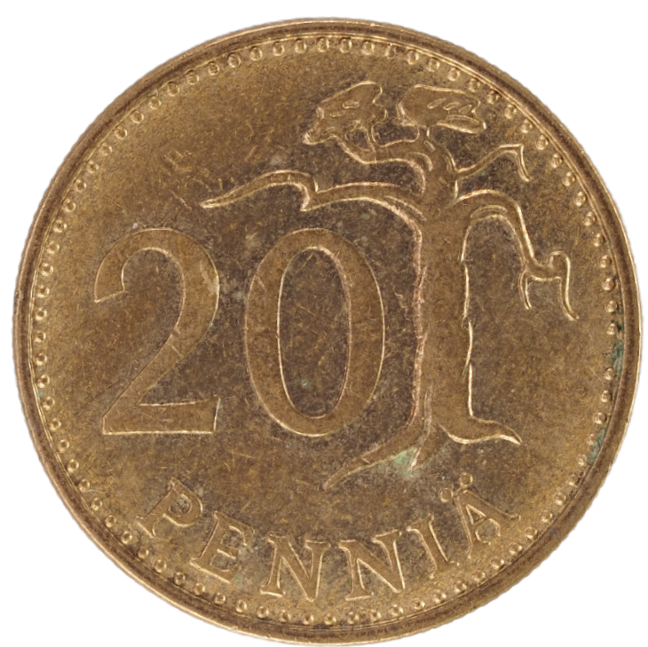 20 Pennia Finland 1963 Coin  KM# 47   " Toned "