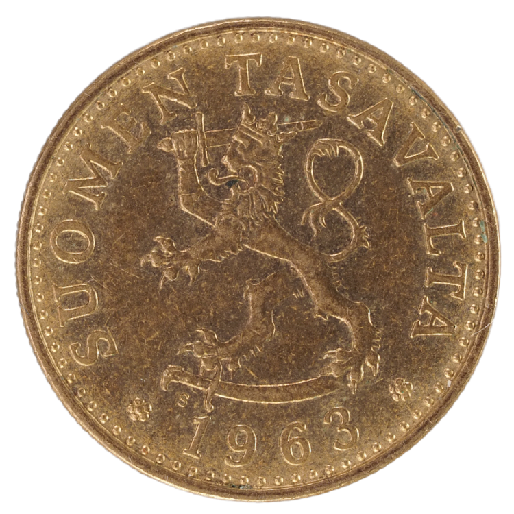 20 Pennia Finland 1963 Coin  KM# 47   " Toned "