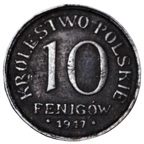 10 Fenigow   Poland  1917,  Germany Occupation B46# K7636  Coin