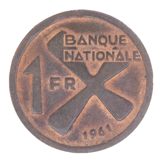 1961 Banque Nationale 1 Fr. Katanga (Congo) Coin     KM# 1