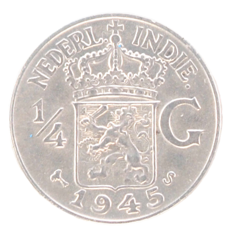 Netherlands East Indies 1/4 Gulden 1945 Silver Coin  KM# 319