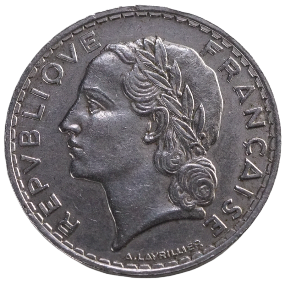 Coin, France, 5 Francs , 1935 RF- Large Coin-  Beautiful